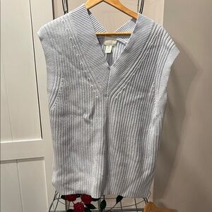 Light blue Ribbed Knit Sleeveless Sweater Vest